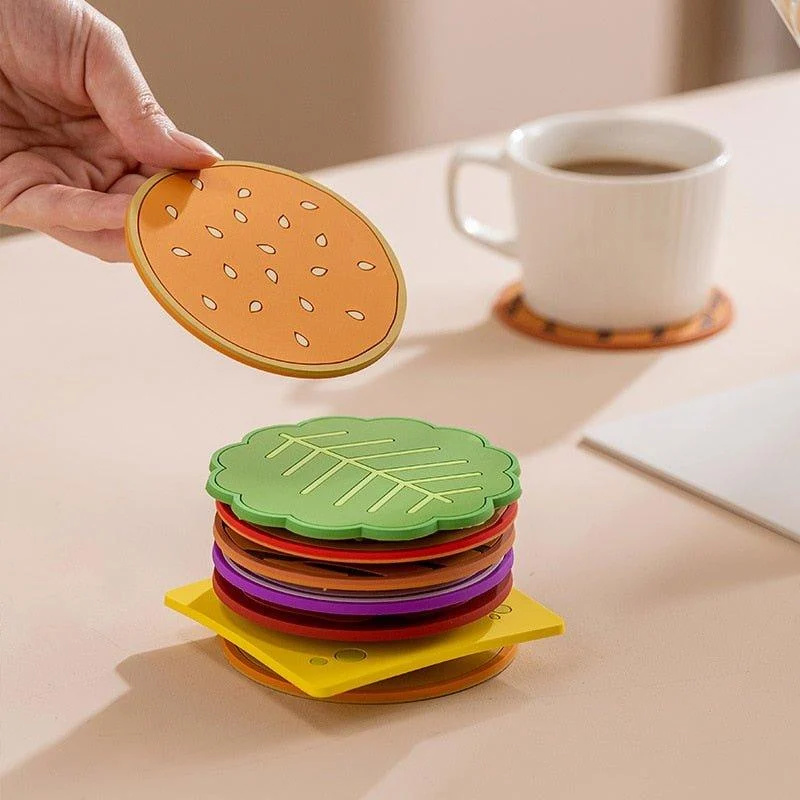 Hamburger' Shaped Cartoon Coaster Set -  - #tag1#