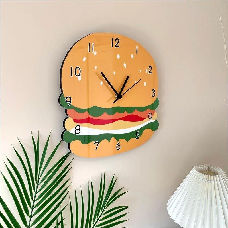 Hamburger' Shaped Cartoon Silent Wall Clock -  - #tag1#