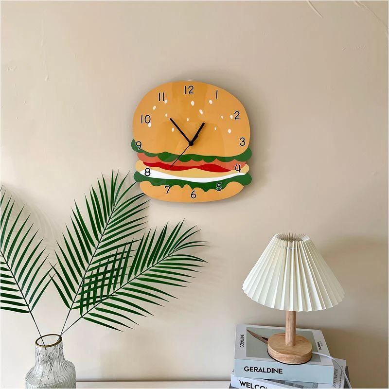 Hamburger' Shaped Cartoon Silent Wall Clock -  - #tag1#