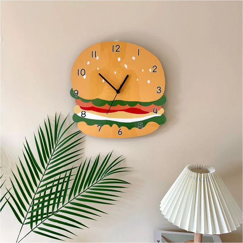 Hamburger' Shaped Cartoon Silent Wall Clock -  - #tag1#