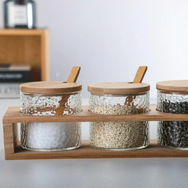 Hammered Glass Storage Jar Set -