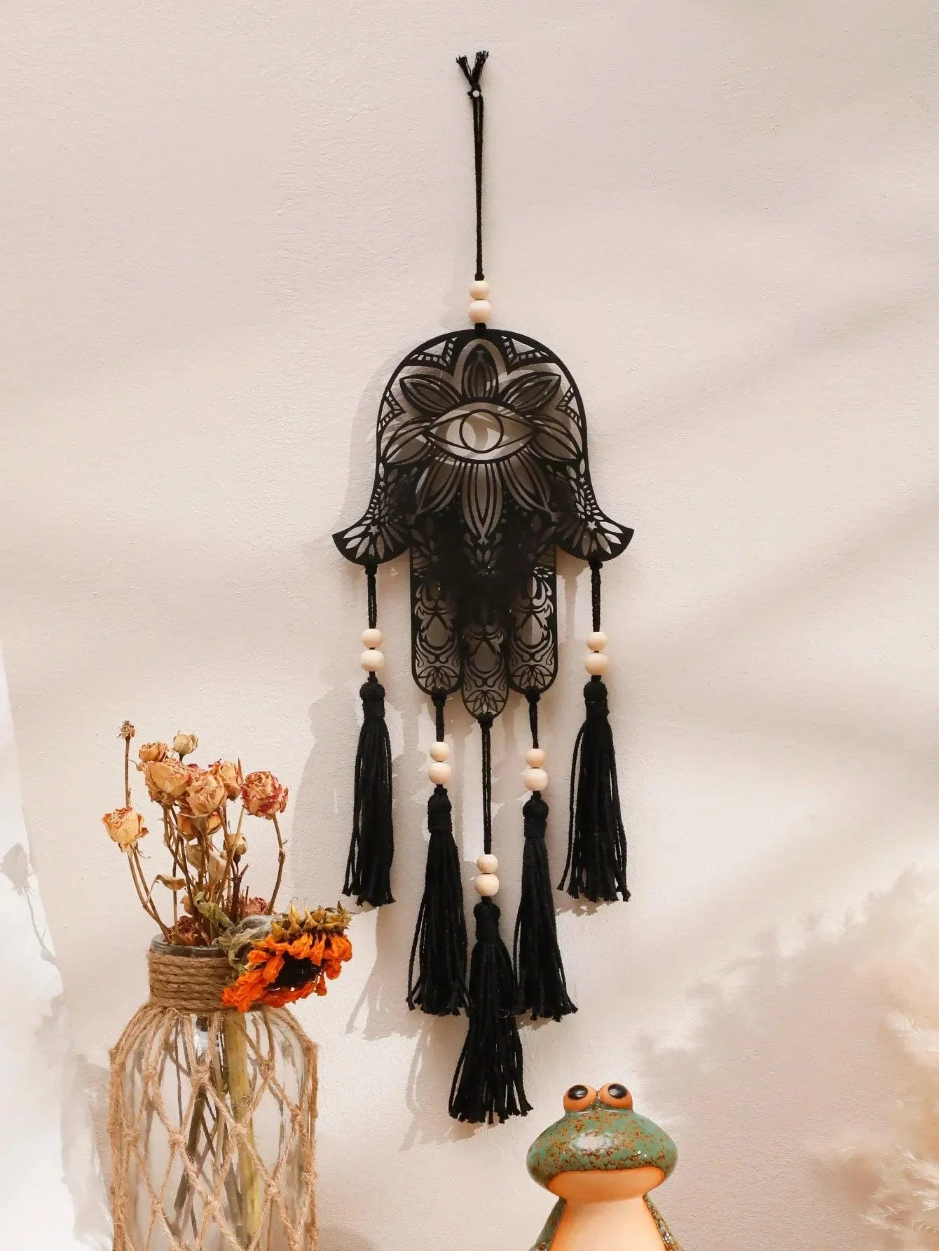 Hamsa Hand Wooden Wall Hanging -  - #tag1#