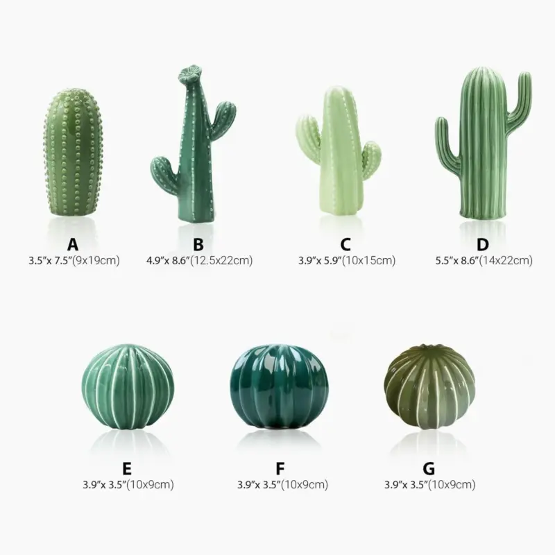 Hand Crafted Green Ceramic Cactus Sculpture