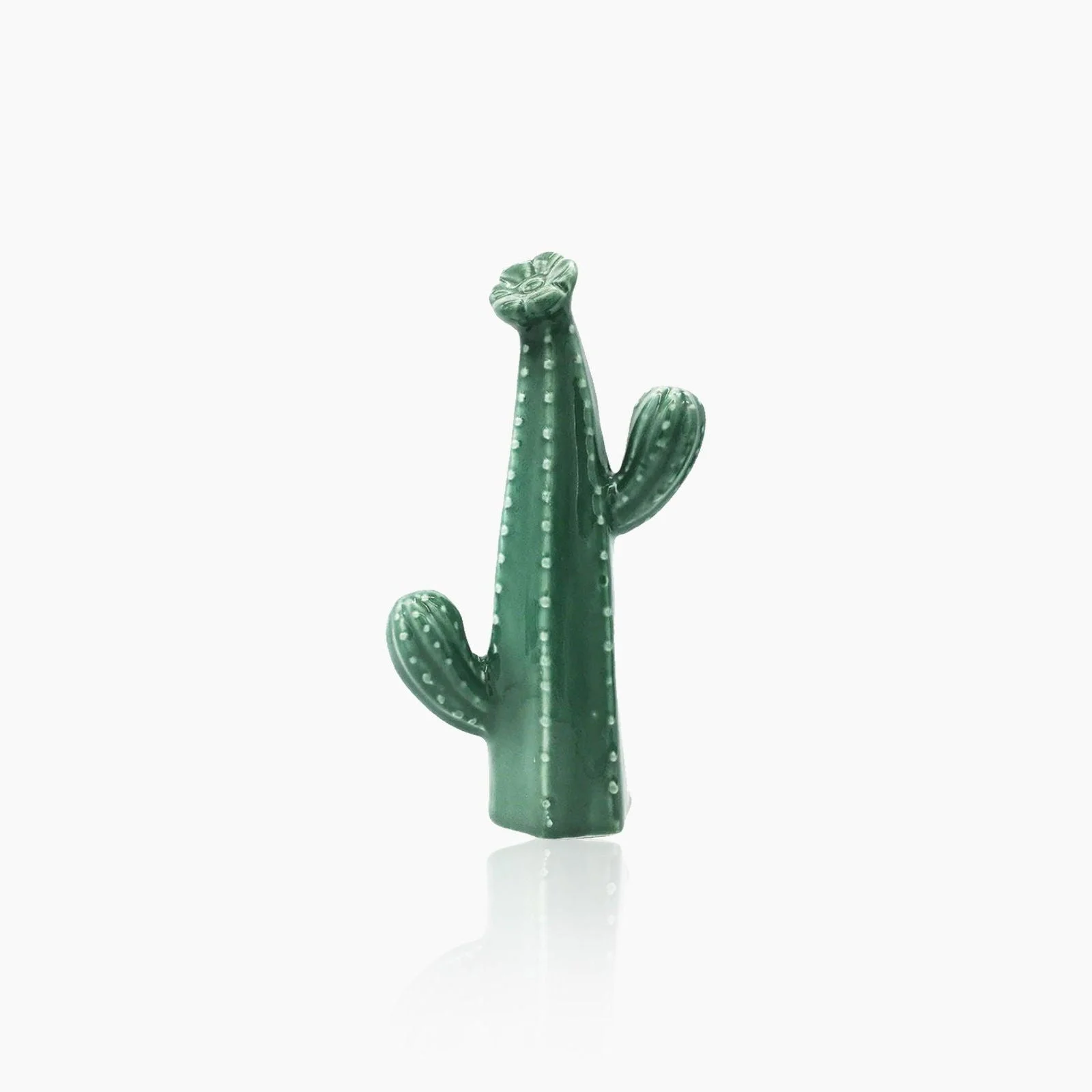 Hand-Crafted Green Ceramic Cactus Sculpture -