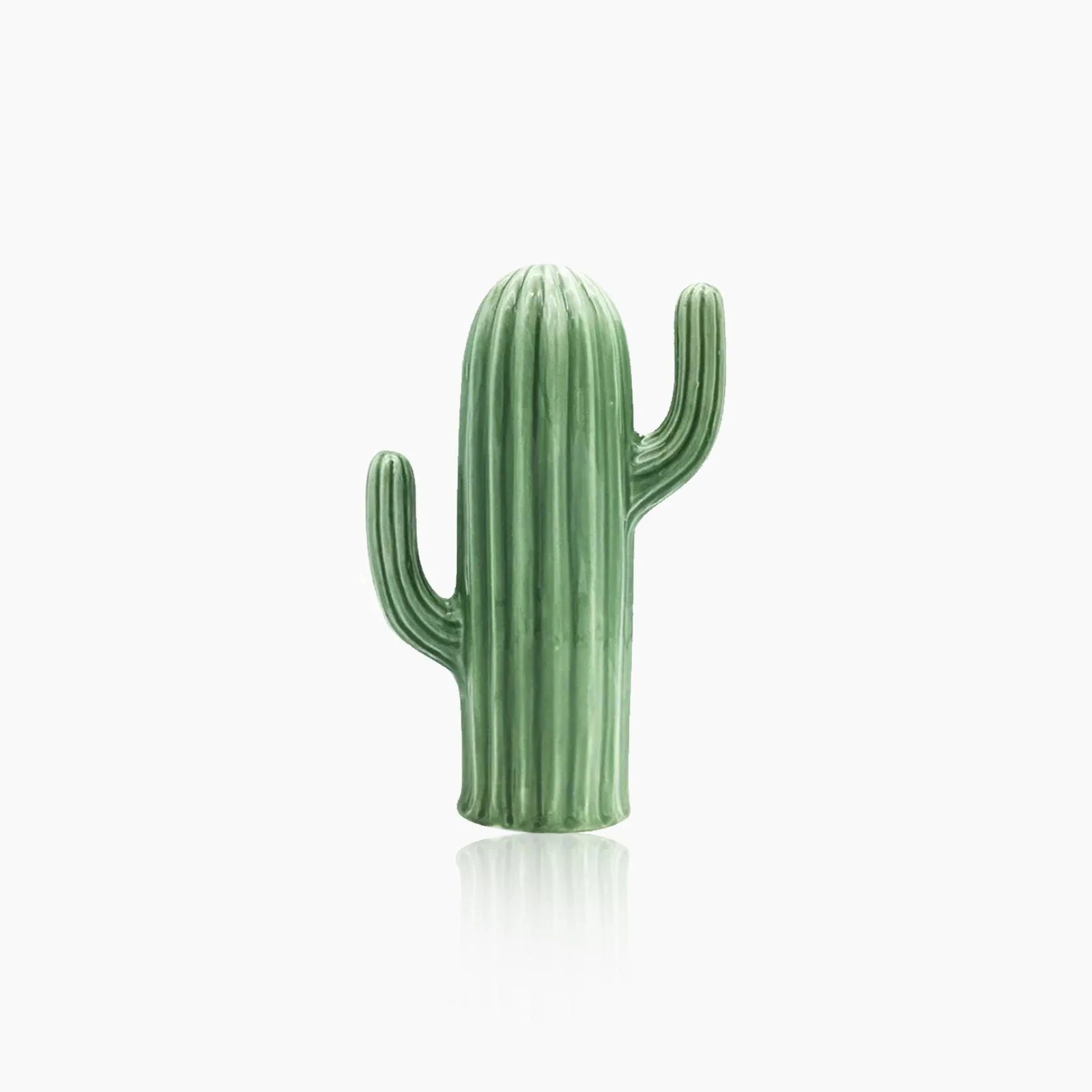 Hand-Crafted Green Ceramic Cactus Sculpture -