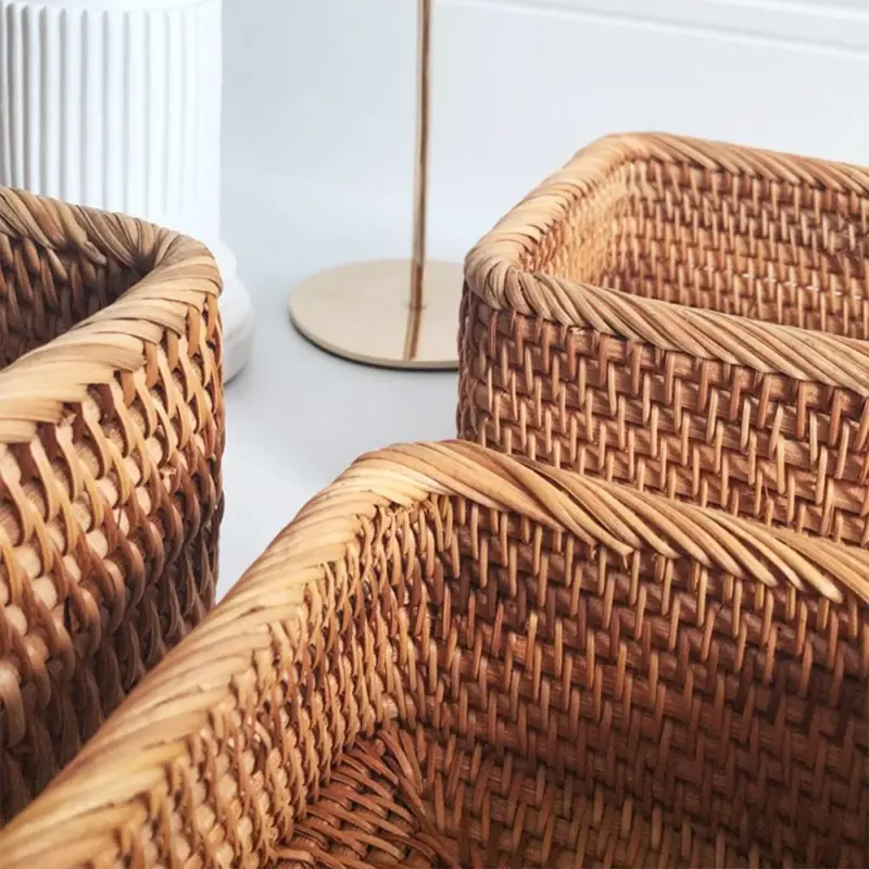 Hand Woven Rectangular Rattan Wicker Basket Fruit Tea Snack Bread Picnic Cosmetic Storage Box Kitchen Supplies 40bcc101 df27 4aaa a4dd e3dab4bc5fa0