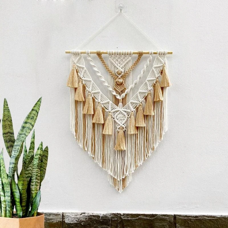 Hand-Woven Color Macrame Tapestry -