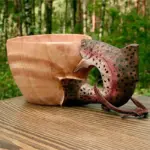 Hand Carved Animals Head Wooden Mug Cup tag1