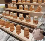 Hand Carved Painted Orange Wooden Cat Figurines