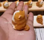 Hand Carved Painted Orange Wooden Cat Figurines