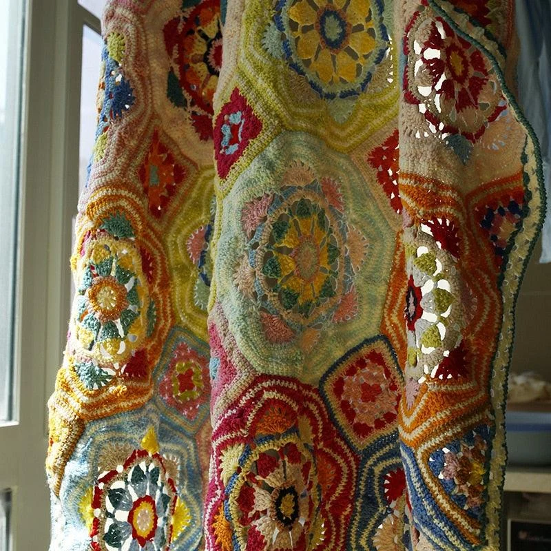 Hand Crocheted Flower Blanket -