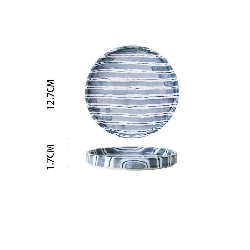 Hand Drawn Striped Ceramic Mug & Saucer Set -  - #tag1#