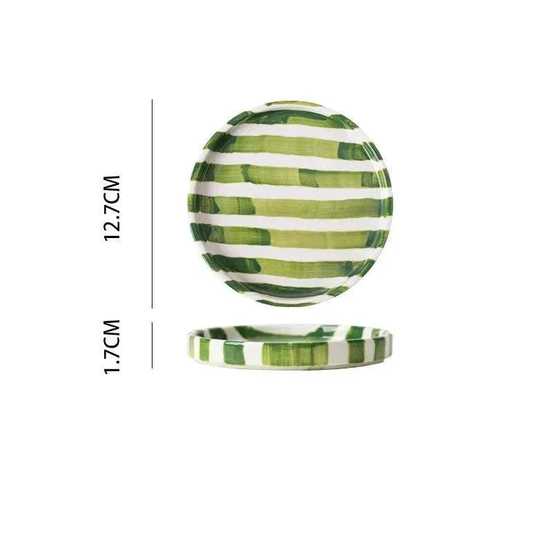 Hand Drawn Striped Ceramic Mug & Saucer Set -  - #tag1#
