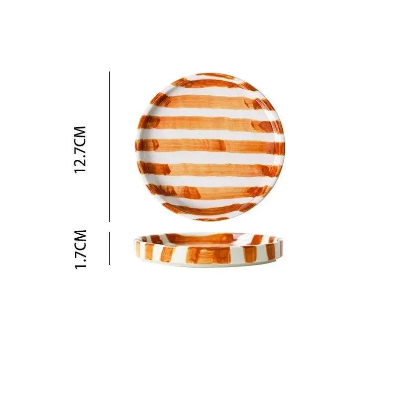 Hand Drawn Striped Ceramic Mug & Saucer Set -  - #tag1#