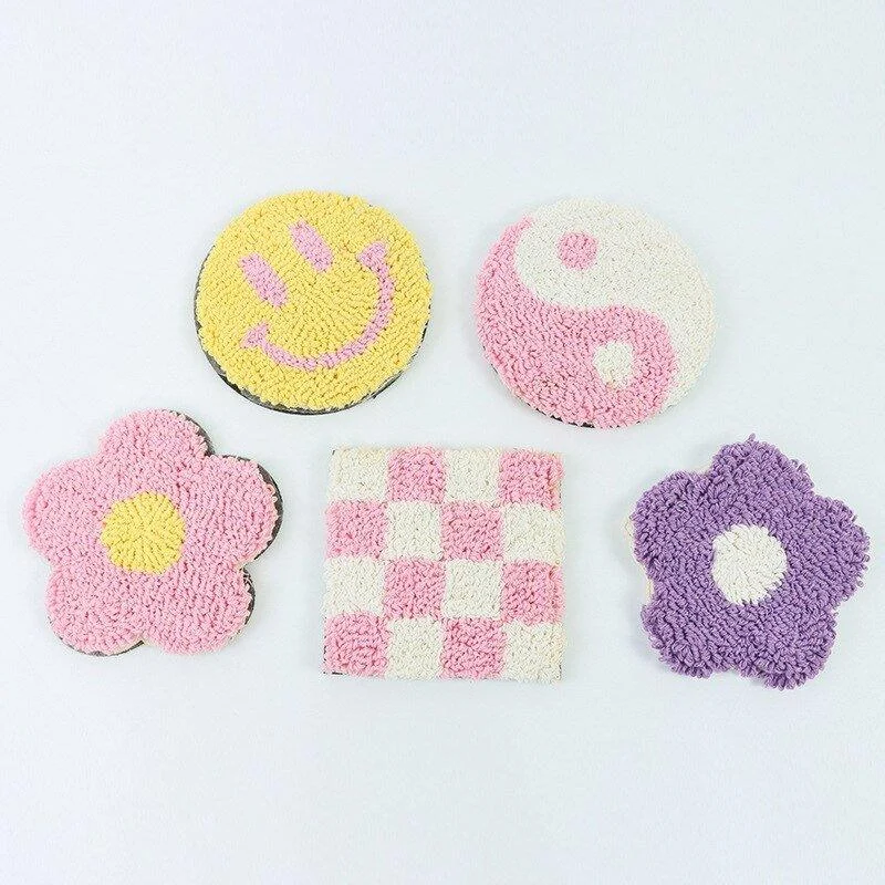 Hand Tufted Plush Retro Style Flower Coaster -  - #tag1#