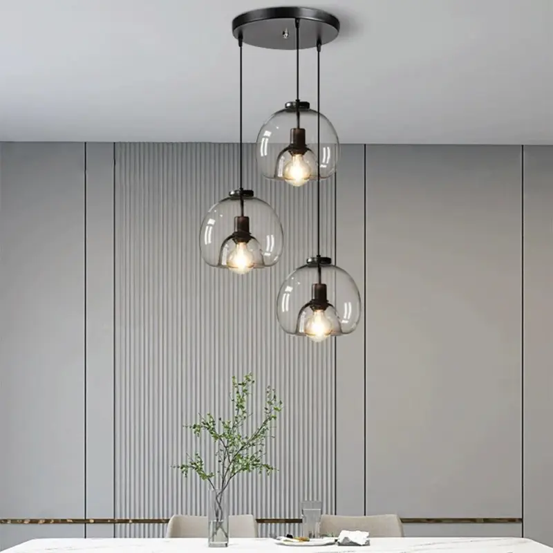 HandblownStainedGlassOrbPendantLightLampshade