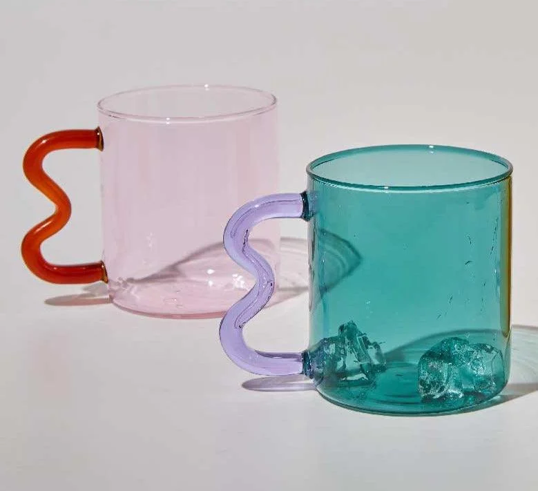 Handblown Clear Aesthetic Glass Cups with Ear -