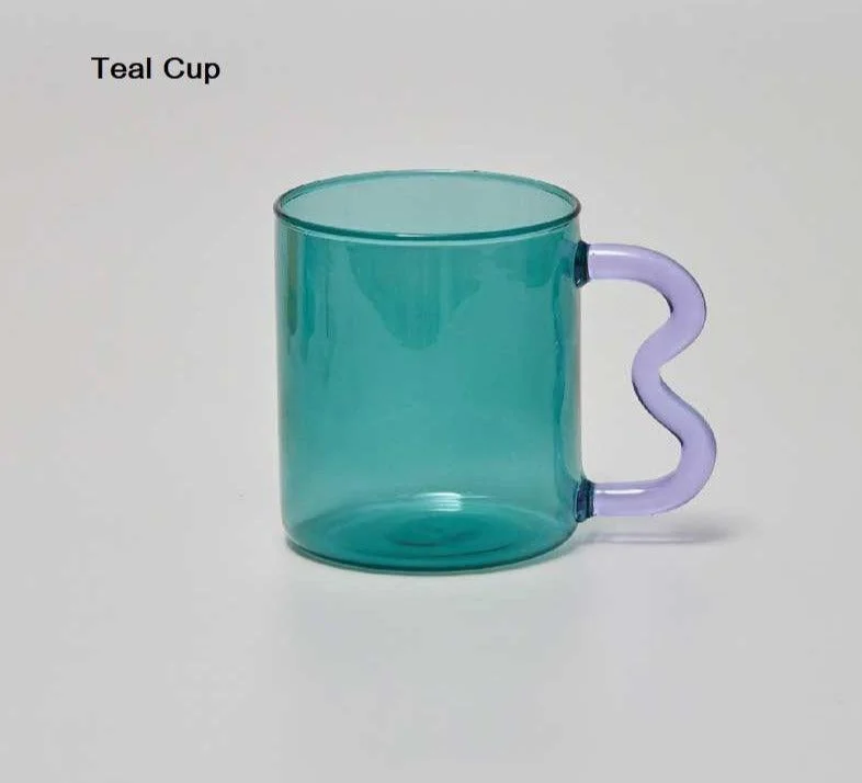 Handblown Clear Aesthetic Glass Cups with Ear -