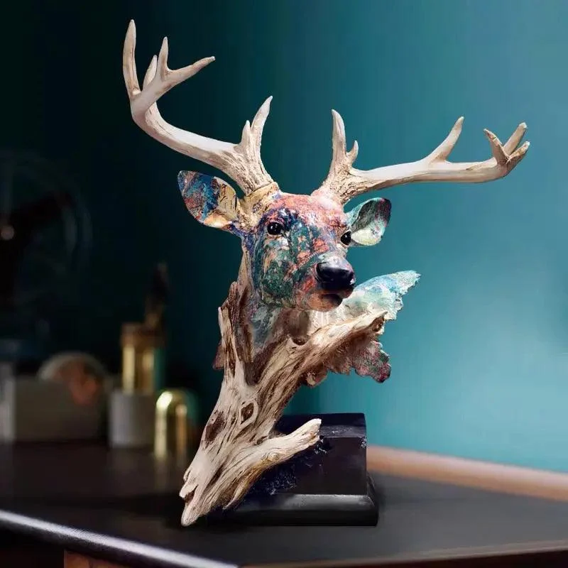 Handcrafted Deer Head Statue -