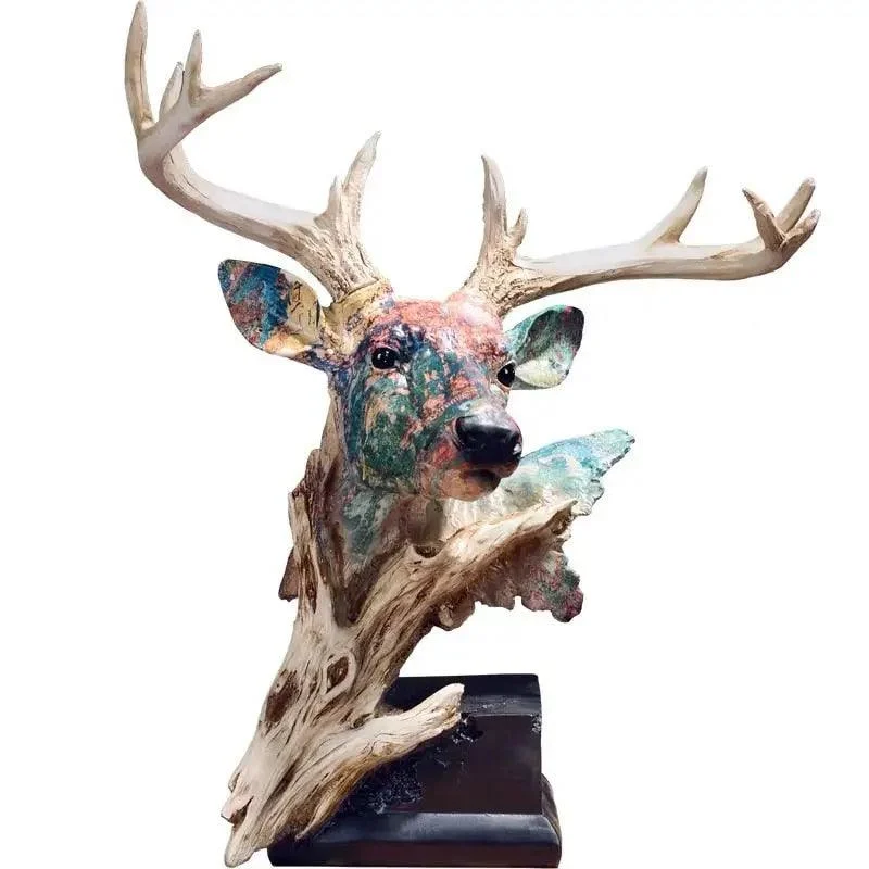 Handcrafted Deer Head Statue -