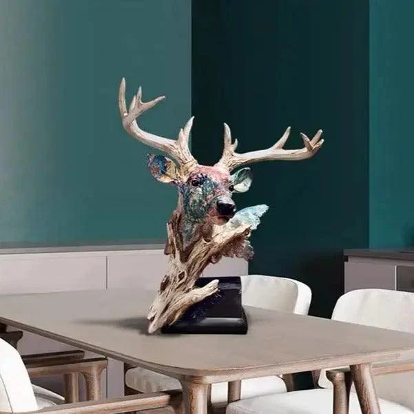 Handcrafted Deer Head Statue -