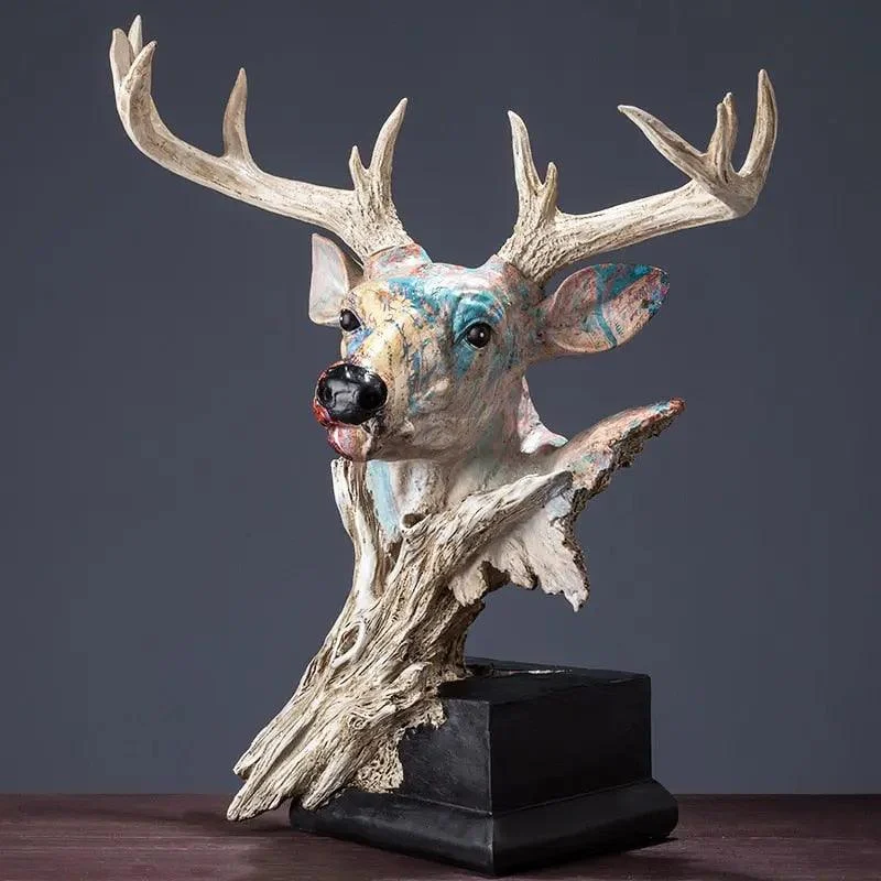 Handcrafted Deer Head Statue -