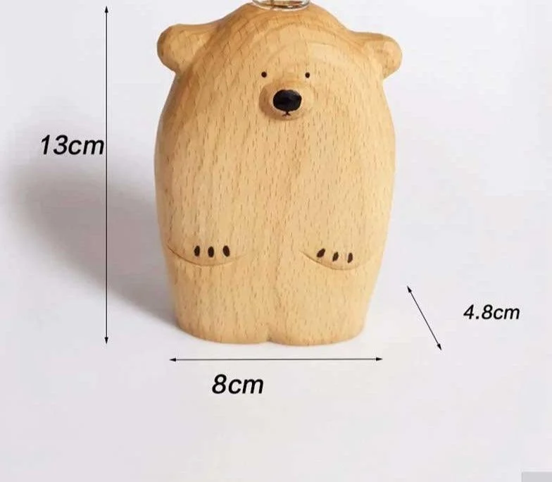 Handcrafted Woodcarving Bear Wooden Animal Vase -