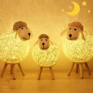 Handcrafted Yarn-ball Sheep Lamp Night Light - 