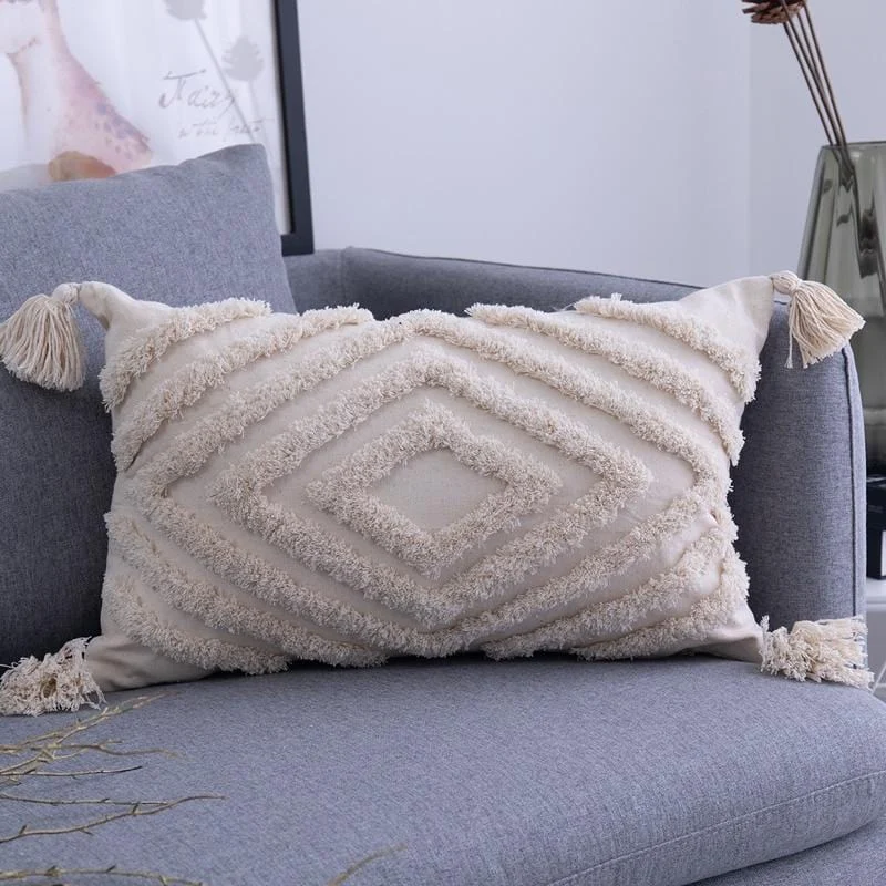 Handmade Cushion Cover With Tassels 45x 45cm 30x50cm Beige Pillow Cover Boho Decor Moroccan Style Seat 99c8e159 513a 4da9 8864 6841d1ca539d