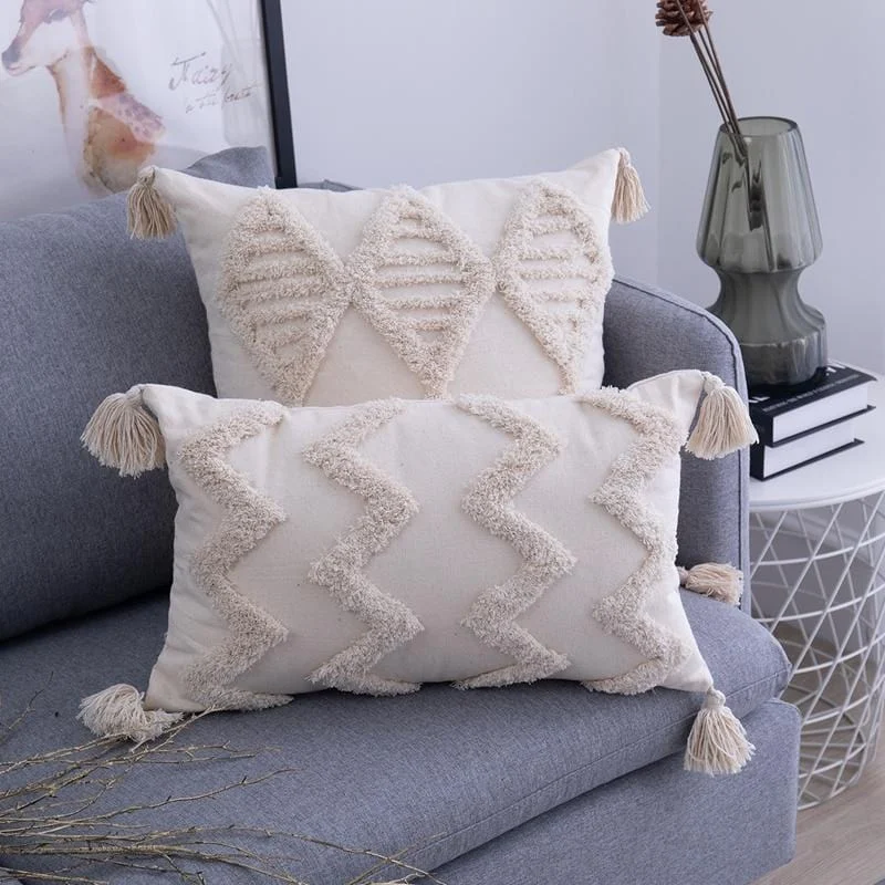 Handmade Cushion Cover With Tassels 45x 45cm 30x50cm Beige Pillow Cover Boho Decor Moroccan Style Seat Ca7c6696 739f 4632 868f E47ece237c5c