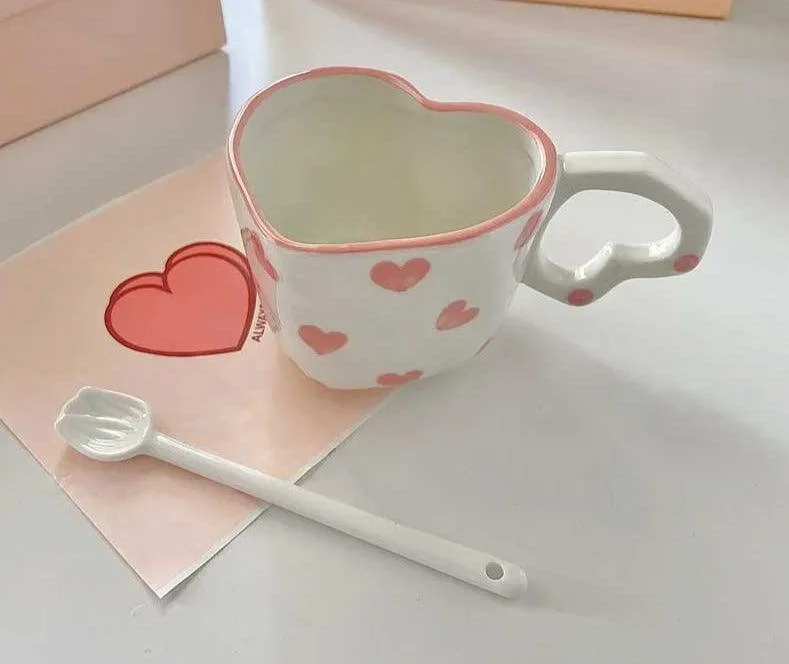 Handmade Ceramic Heart Shaped Mug -