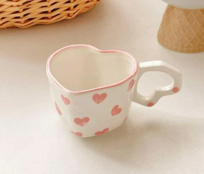 Handmade Ceramic Heart Shaped Mug -