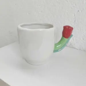 Handmade Ceramic Tulip Mug with Floral Spoon - 