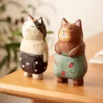 Handmade Cute Cat Wood Carving Ornaments tag1