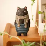 Handmade Cute Cat Wood Carving Ornaments tag1