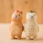 Handmade Cute Cat Wood Carving Ornaments tag1