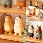 Handmade Cute Cat Wood Carving Ornaments tag1