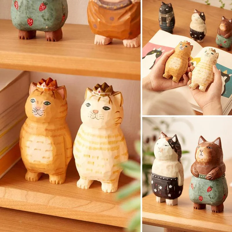 Handmade Cute Cat Wood Carving Ornaments -  - #tag1#