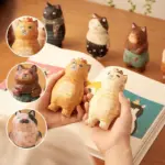 Handmade Cute Cat Wood Carving Ornaments tag1