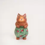 Handmade Cute Cat Wood Carving Ornaments tag1