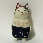 Handmade Cute Cat Wood Carving Ornaments tag1