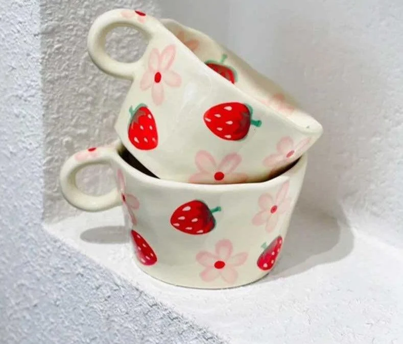 Handmade Cute Ceramic Strawberry Mug -