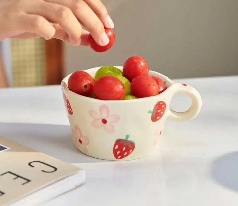 Handmade Cute Ceramic Strawberry Mug -