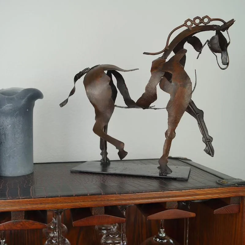 Handmade Metal Horse Sculpture 
