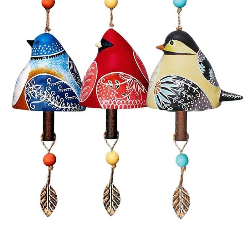 Handmade Resin Cardinals Bird Wind Chimes -