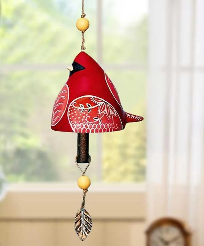 Handmade Resin Cardinals Bird Wind Chimes -