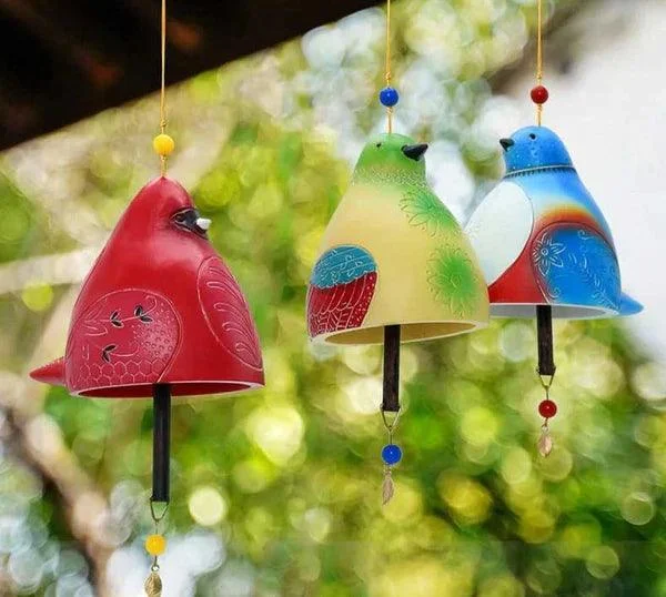 Handmade Resin Cardinals Bird Wind Chimes -