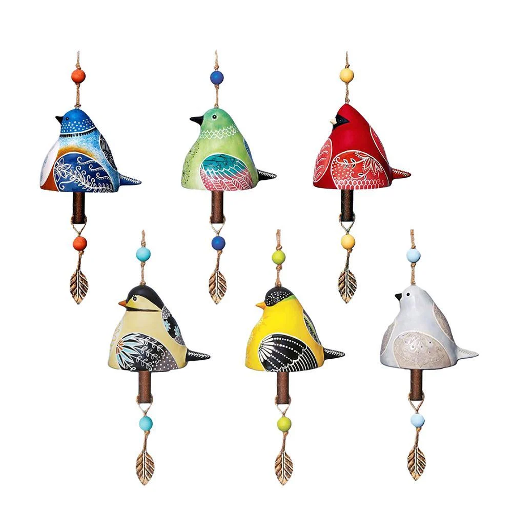 Handmade Resin Cardinals Bird Wind Chimes -