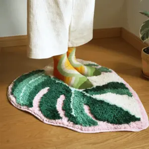 Handmade Tufted Variegated Monstera Rug