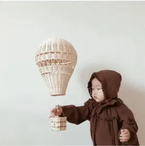Handmade Wicker Hot Air Balloon - Natural Rattan - Decorative - 30cm x 22cm